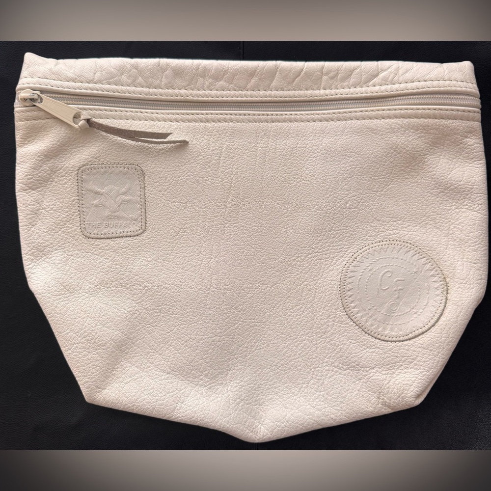 Carlos Falchi. Rare Medium Sized Clutch Bag/Pouch. Textured white leather